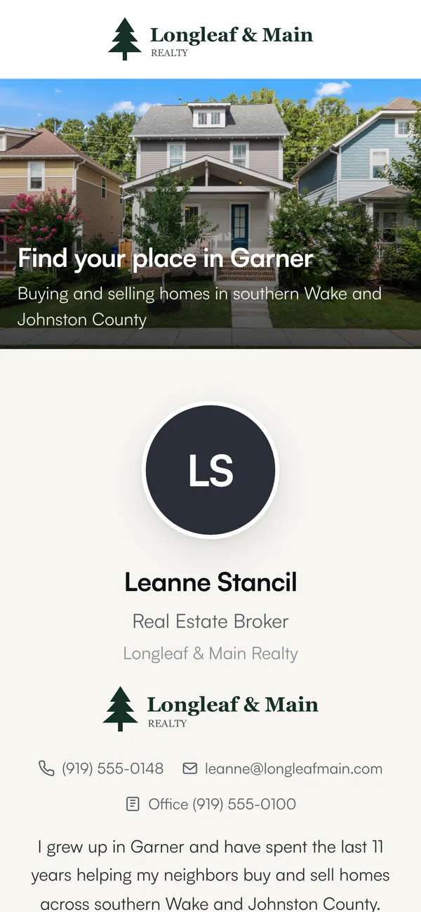 The same agent website on a phone